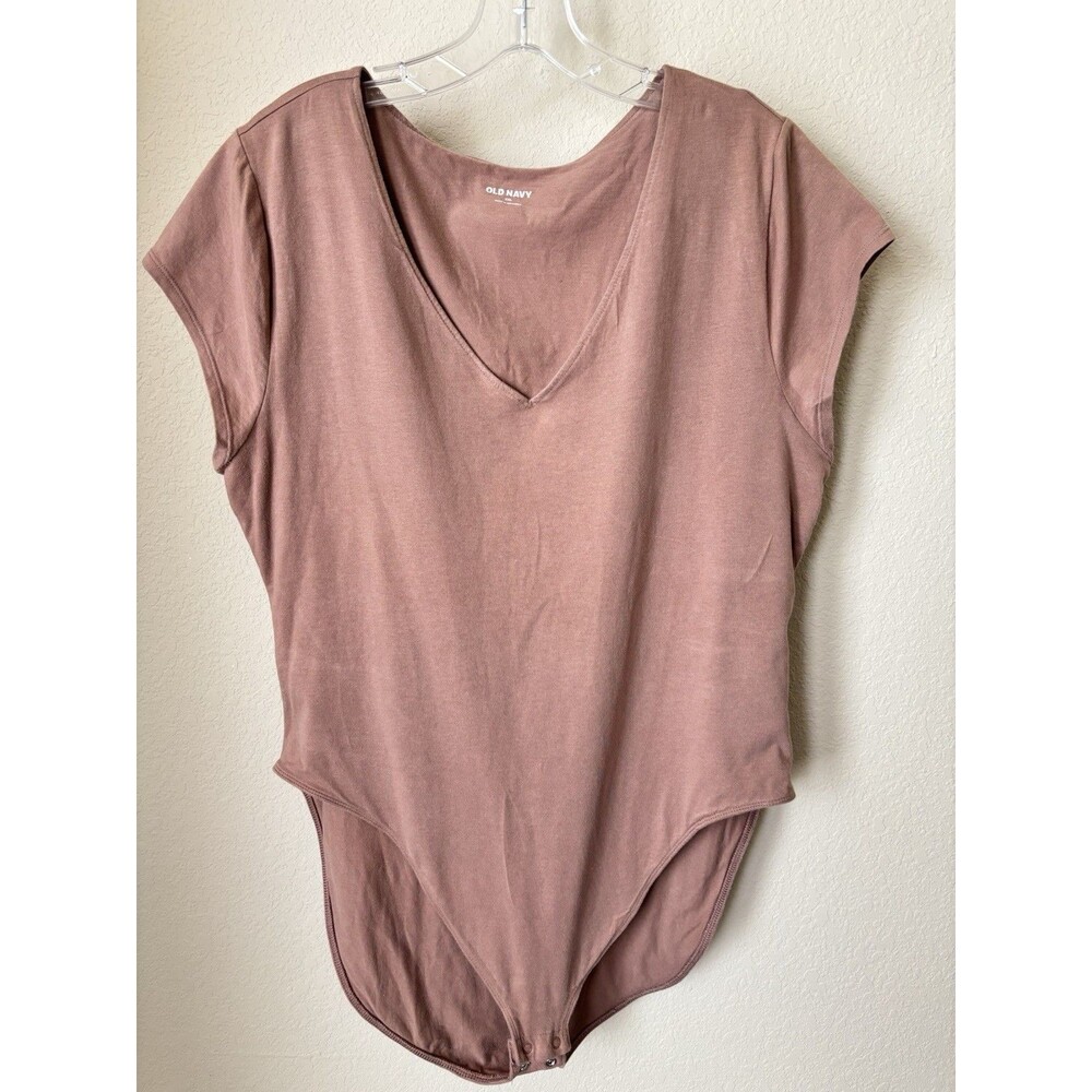 Old Navy Women's Size 2XL Rare Earth Tan V-Neck Short Sleeve Bodysuit